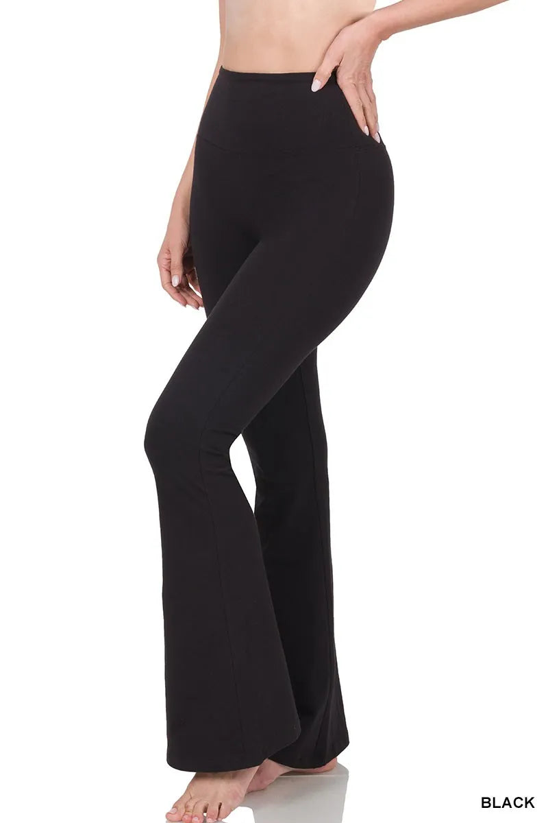 Zenana Wide Waistband Yoga Flare Pants - Modanista Fashion