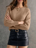 Crew Neck Long Sleeve Sweater - Modanista Fashion
