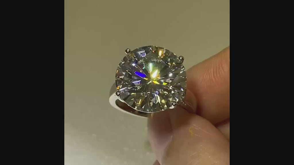 10 Ct Saphirblauer Moissanit Ring- und Halsketten-Set aus 925er Sterlingsilber