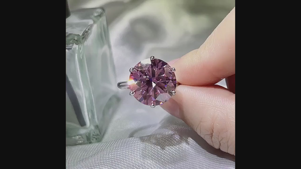 10 Ct Saphirblauer Moissanit Ring- und Halsketten-Set aus 925er Sterlingsilber